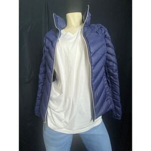Michael Kors Packable Down Fill Puffer Jacket Navy Blue Size Small